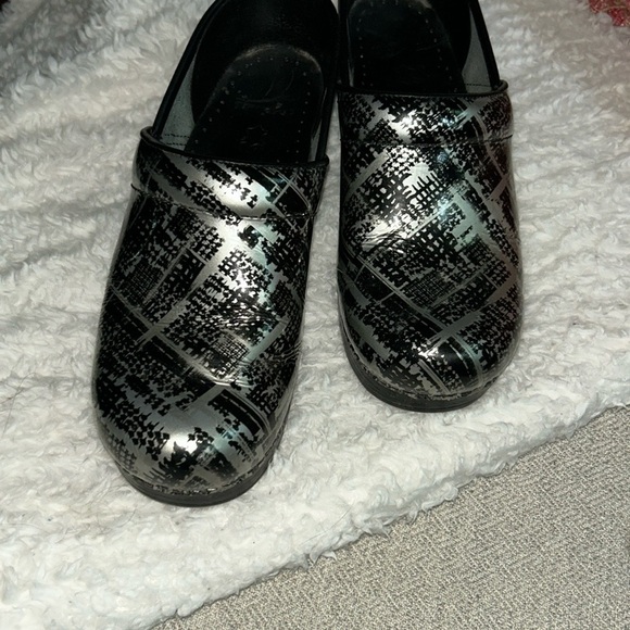 Dansko Black and Silver Textured Clogs - Picture 1 of 7